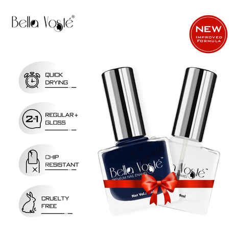 Buy Bella Voste Nail Paints Girl'S Night Out (9 ml) + Top Coat (9 ml) l Quick Drying l Chip Proof Formula l Long Lasting l Cruelty Free - Purplle