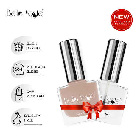 Buy Bella Voste Nail Paints Butter Bash (9 ml) + Top Coat (9 ml) l Quick Drying l Chip Proof Formula l Long Lasting l Cruelty Free - Purplle