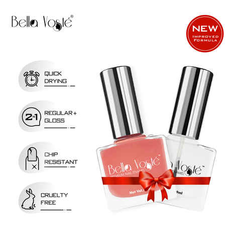 Buy Bella Voste Nail Paints Peachy Diamond (9 ml) + Top Coat (9 ml) l Quick Drying l Chip Proof Formula l Long Lasting l Cruelty Free - Purplle