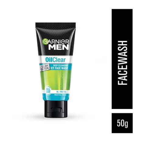 Buy Garnier Men Oil Clear Clay D-Tox Deep Cleansing Icy Face Wash (50 g) - Purplle