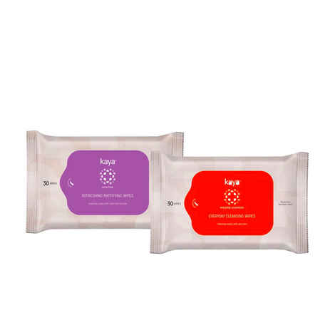 Buy Kaya Refreshing Mattifying & Everyday Cleansing Wipes (Pack of 2X30 Wipes) - Purplle