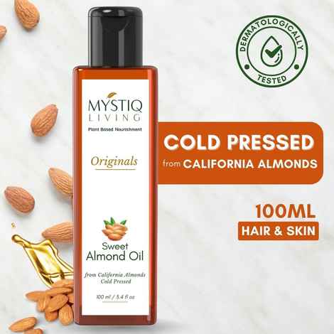 Buy Mystiq living - Almond Oil | Sweet Almond Oil | Almond Face Oil | Badam Oil | For Face, Hair, Skin & Baby Massage | Cold Pressed, Pure and Natural (Odourless) - 100 ml - Purplle