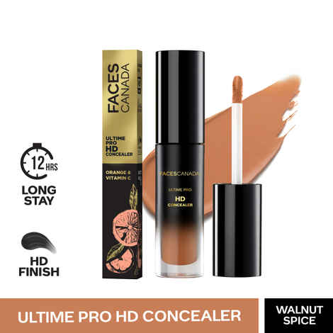 FACES CANADA Ultime Pro HD Liquid Concealer - Walnut Spice 05, 3.8 ml | Natural Matte Finish | 12HR Long Stay | Covers Dark Circles, Puffiness, Blemishes | Blends Easily | Orange & Vitamin C Enriched