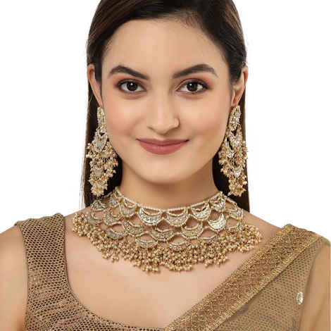Buy Karatcart Gold Plated Pearl Choker Necklace Set for Women - Purplle