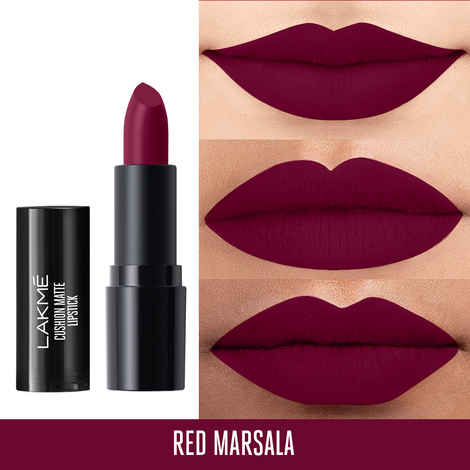 Buy Lakme Cushion Matte Lipstick, Red Marsala, 4.5 gm - Purplle