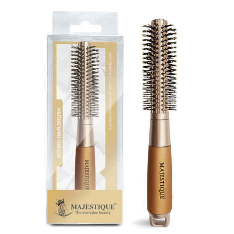 Buy Majestique Round Hair Brush for Blow Drying & Hair Styling | Nylon Bristles with Epoxy Tips | Roller Brush for Women & Men - Golden 1 Pc - Purplle