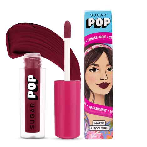 Buy SUGAR POP Matte Lipcolour 19 Cranberry - 1.6 ml - Richly Pigmented | Super Matte | Lasts 8+ hours | Non-Drying - Purplle