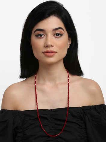 Buy Ruby Raang Stone And Gold Mask Chain - A404-100 - Purplle