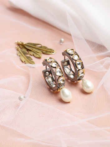 Buy Ruby Raang Kundan Pearl Loops - RUBY M45 - Purplle