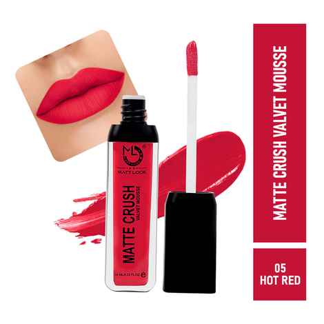 Buy Mattlook Matte Crush Velvet Mousse Lipstick, Hot Red (10ml) - Purplle