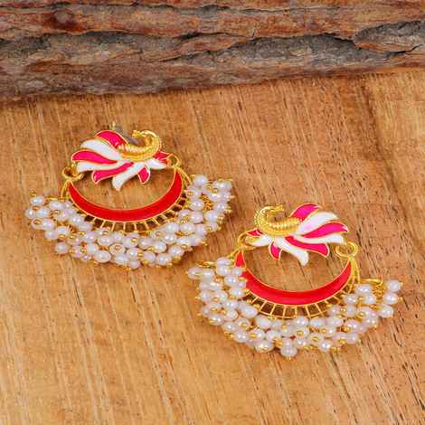 Crunchy Fashion Crunchy Fashion Gold-Plated Red Peacock