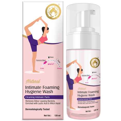 Buy Mom & World Natural Intimate Foaming Feminine Hygiene Wash pH 3.7, Dermatologically Tested, Enriched With Lactic Acid & Witch Hazel (120 ml) - Purplle