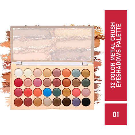 Buy Half N Half 32 Color Metal Crush Eyeshadows, Multicolor-01 (36gm) - Purplle
