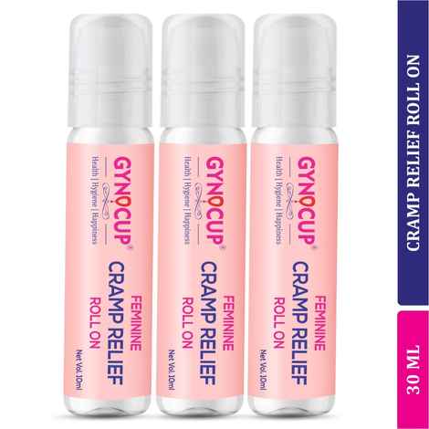 Buy GynoCup Feminine Cramp Relief Roll On (30 ml) with Ayurveda Ingredients (Periods, Lower Back Pain & Body Pain) | Instant relief from period pain | Enriched with herbal oils - Purplle