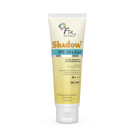 Buy Fixderma Shadow Sunscreen SPF 30+ Gel Sunscreen For Oily Skin, Sun Screen Protector SPF 30 For Body & Face, Broad Spectrum For Uva & Uvb Protection Non Greasy & Water Resistant For Unisex, 75 gm - Purplle