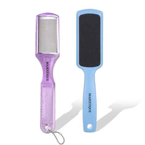 Buy Majestique Pedicure Double-Sided Foot Scrubber, Feet Scraper Foot File Tools for Wet and Dry Feet - Color May Vary 2 Pcs - Purplle