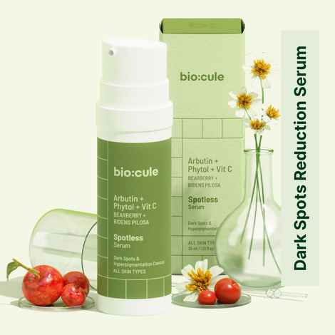 Buy Biocule Spotless Vitamin C Face Serum, Arbutin, Phytol & Vitamin C from Bearberry, Bidens Pilosa & Kakadu Plum, for Hyperpigmentation, Dark Spots, Freckles & Blemishes, Light Gel for All Skin Types - Purplle