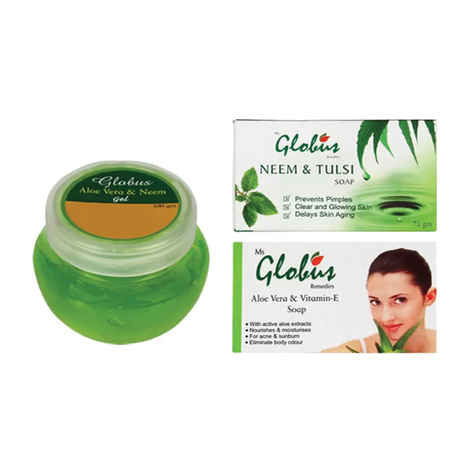 Buy Globus Aloegel & Neem Soap & Aloe Soap (250 gm) - Purplle