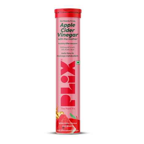 Buy PLIX Apple Cider Vinegar Effervescent for Weight Loss (Juicy Watermelon) - 15 Tablets, Pack Of 1 (ACV) - Purplle