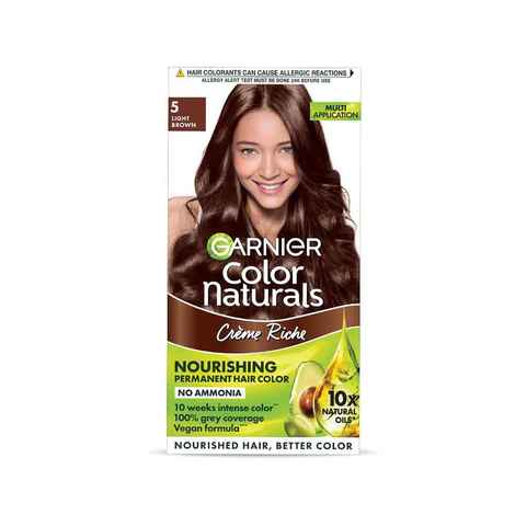 Buy Garnier Color Naturals Creme hair color, Shine Enhancing, Shade 5 Light Brown, 70 ml + 60 gm - Purplle