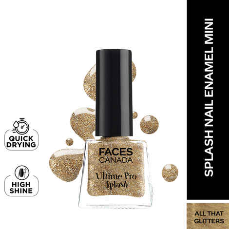FACES CANADA Ultime Pro Splash Mini Nail Enamel - All That Glitters 22 (5 ml) | Quick Drying | Glossy Finish | Long Lasting | No Chip Formula | High Shine Nail Polish For Women | No Harmful Chemicals