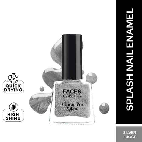 FACES CANADA Ultime Pro Splash Mini Nail Enamel - Silver Frost 61 (5 ml) | Quick Drying | Glossy Finish | Long Lasting | No Chip Formula | High Shine Nail Polish For Women | No Harmful Chemicals