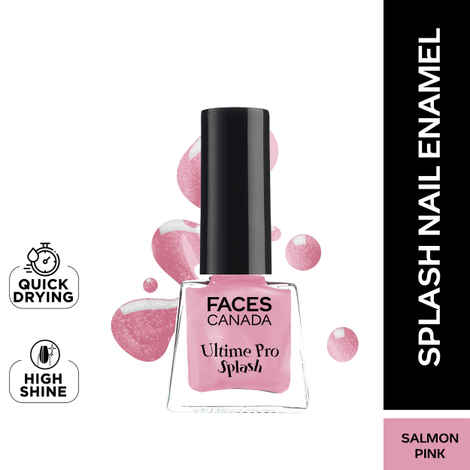 FACES CANADA Ultime Pro Splash Mini Nail Enamel - Salmon Pink 126 (5 ml) | Quick Drying | Glossy Finish | Long Lasting | No Chip Formula | High Shine Nail Polish For Women | No Harmful Chemicals