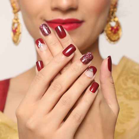 Buy Lick 30 Pcs Reusable French Manicure Acrylic/False/Fake Press on Nails Extension - Purplle