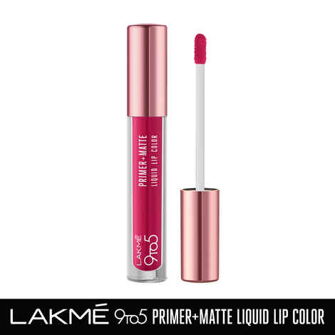 Lakme 9to5 Primer + Matte Liquid Lip Color MP2 Power Pink - 4.2 ml