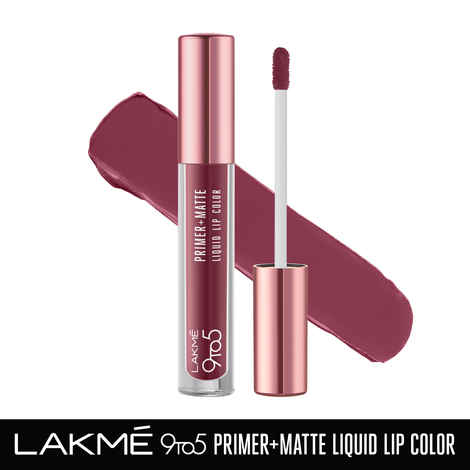 Lakme 9to5 Primer + Matte Liquid Lip Color MM1 Edgy Mauve - 4.2 ml