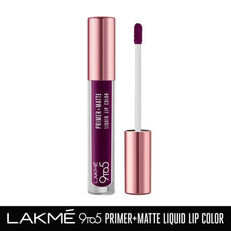 Lakme 9to5 Primer + Matte Liquid Lip Color MM4 Dynamic Purple - 4.2 ml