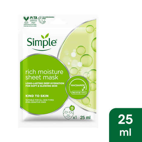 Buy Simple Kind to Skin Rich Moisture Sheet Mask, 25ml - Purplle