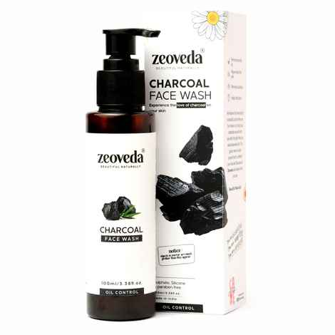 Buy ZEOVEDA Organic Charcoal Face Wash for Deep Skin Pore Cleansing, Acne and Pimples | Anti-pollution and Oil Control Benefits| For Men and Women | No Parabens and No Sulphates - 100 ml - Purplle