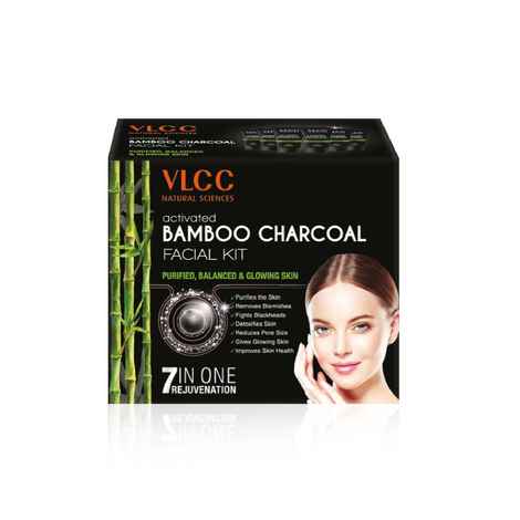 Buy VLCC Activated Bamboo Charcoal Facial Kit For Purified- Balanced & Glowing Skin(60gm) - Purplle