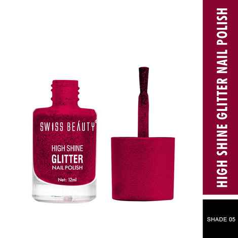 Buy Swiss Beauty High Shine Glitter Nail Polish - 5 - 12 ml - Purplle