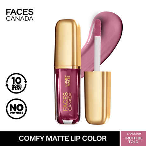Buy FACES CANADA Comfy Matte Liquid Lipstick - Truth Be Told 09, 1.2 ml | Comfortable 10HR Longstay | Intense Matte Color | Almond Oil & Vitamin E Infused | Super Smooth | No Dryness | No Alcohol - Purplle