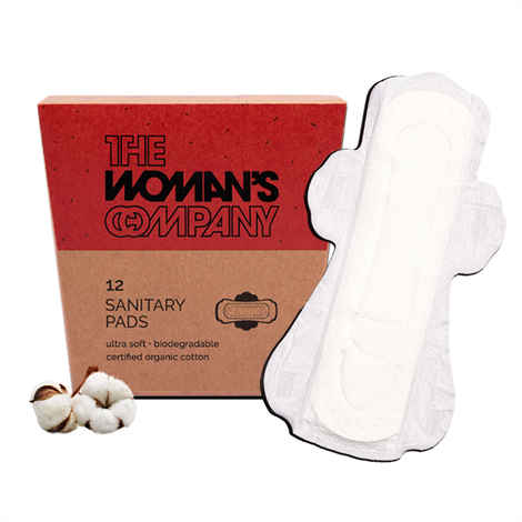 Buy The Woman's Company Sanitary Pads- Night | Organic, Biodegradable, Chemical Free & Rash Proof | Napkin for Maximum Coverage & Heavy Flow | 100% Cotton Regular Pad (Pack of 12pcs) - Purplle