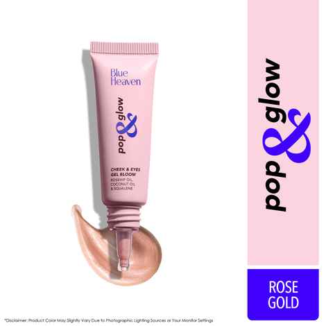 Buy Blue Heaven Pop & Glow Eye & Cheek tint Highlighter for face makeup, Enriched with Rosehip and Coconut oil, Rose Gold, 12 ml - Purplle