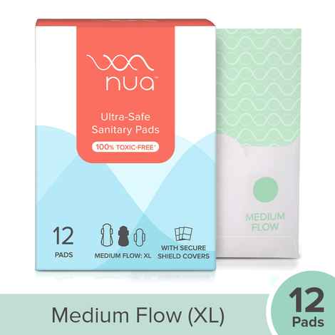 Nua Ultra Thin Rash Free Sanitary Pads XL with Disposal Covers, 12pcs