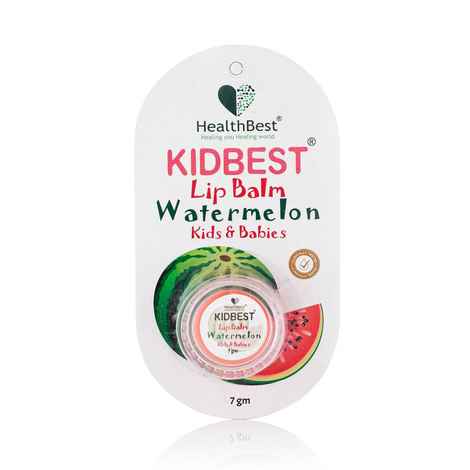 HealthBest Kidbest Lip Balm for Kids | Extra Nourishing | Dry & Damaged Lips | Tear, Paraben, SLS free | Watermelon Flavor | 7 gm