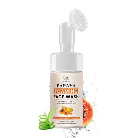 Buy TNW The Natural Wash Papaya Foaming Face Wash with Lactic Acid & Panthenol | For Brightening Skin Tone & Controlling Excess Oil 100 ml - Purplle