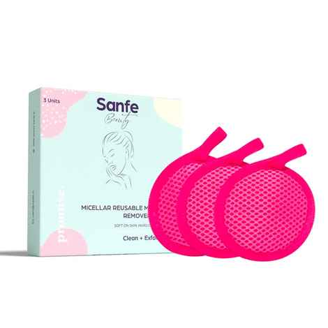 Buy Sanfe Beauty Micellar Reusable Makeup Remover Pads | Effectively & Gently Removes Face & Eye Makeup Pack of 3 - Purplle