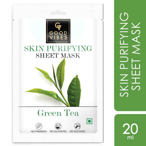 Buy Good Vibes Green Tea Skin Purifying Sheet Mask | Lightweight, Brightening, Antioxidant | No Animal Testing (20 ml) - Purplle