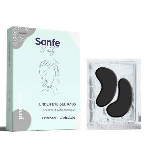 Buy Sanfe Beauty Charcoal Under Eye Gel Pads | Treats dark circles, puffy eyes, fine lines and dehydrated under-eye skin 6 Units - Purplle