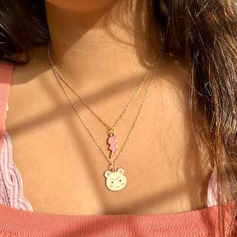 Buy Rack Jack Y2K Charm Pendant Gold Necklace - Flash - Pink - Purplle