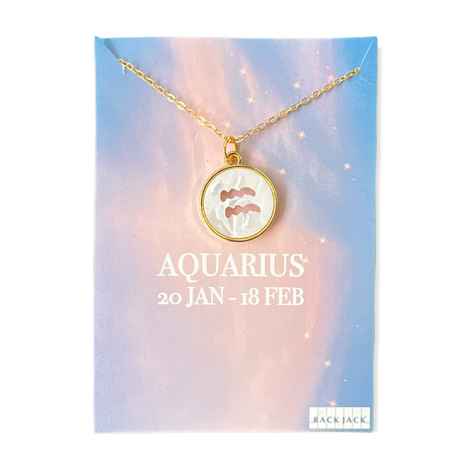 Buy Rack Jack Constellation Mother of Pearl Shell Charm Pendant Gold Necklace - White - Aquarius - Purplle