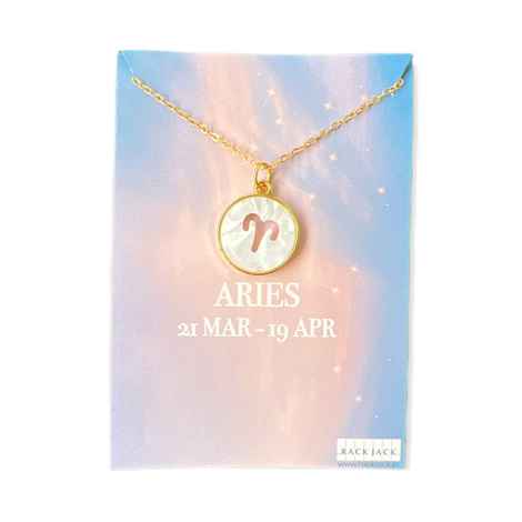 Buy Rack Jack Constellation Mother of Pearl Shell Charm Pendant Gold Necklace - White - Aries - Purplle