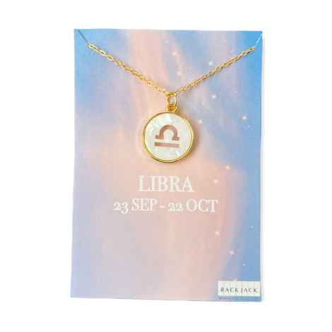 Buy Rack Jack Constellation Mother of Pearl Shell Charm Pendant Gold Necklace - White - Libra - Purplle