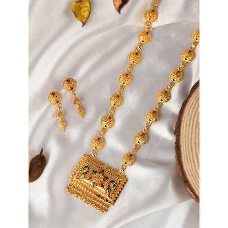Silvermerc Designs Gold Plated Meenakari handcrafted Temple
