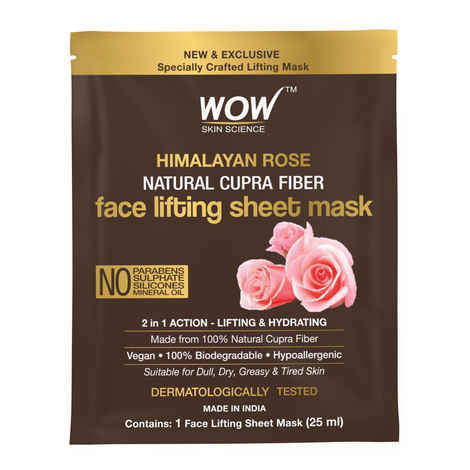 Buy WOW Skin Science Himalayan Rose Natural Cupra Fiber Face Lifting Sheet Mask - Skin Brightening, Skin Smoothening And Skin Toning - 25ml - Purplle